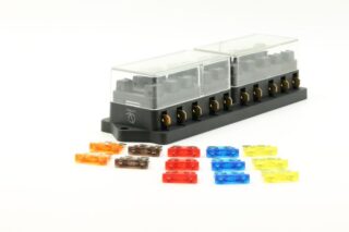 10 Port way Automotive ATO ATC APR Fuse Block Terminal w/ 13 Fuses Set