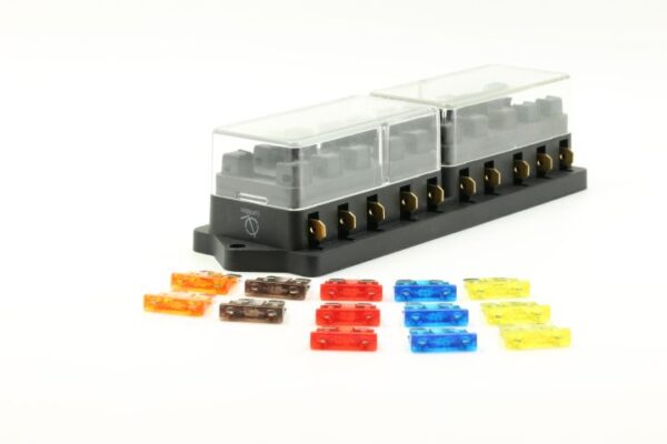 10 Port way Automotive ATO ATC APR Fuse Block Terminal w/ 13 Fuses Set